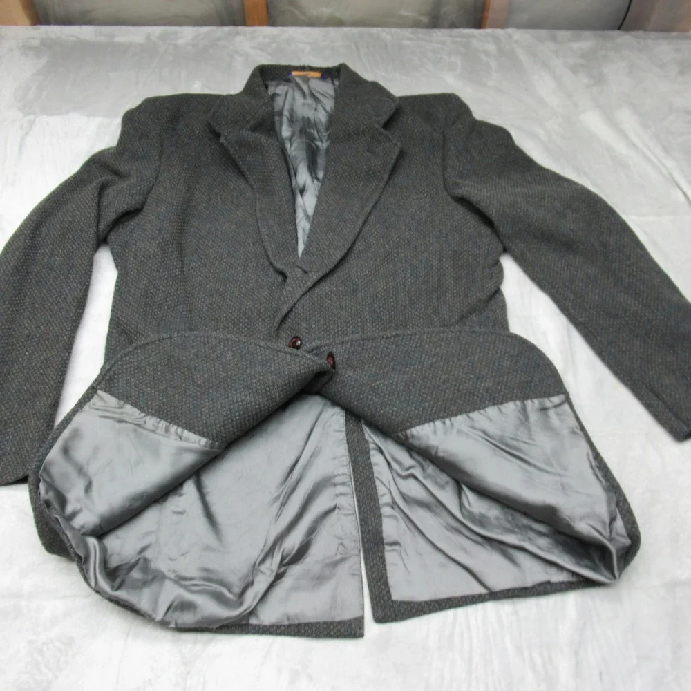 Pendleton Blazer Jacket Mens 42L‎ Black Wool Tweed Sport Western Button VTG 90s